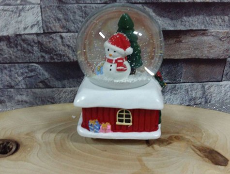 Kardan Adam Kurmalı Cam Kar Küresi Müzik Kutusu