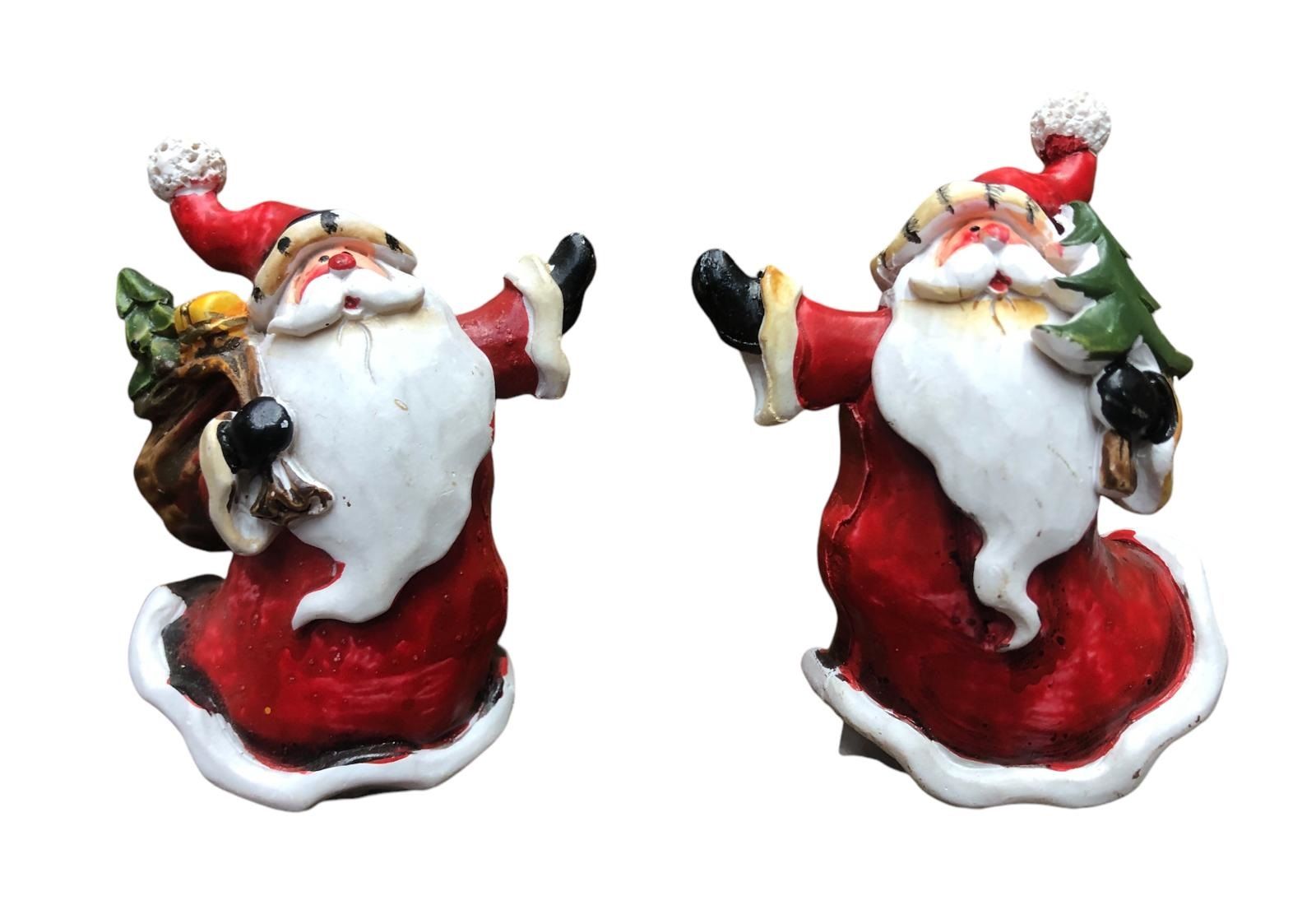 Dekoratif Yılbaşı Minyatür Polyester Noel Baba Biblosu 2'li (8cm)