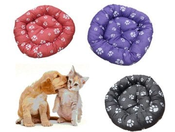 Kedi Ve Küçük Irk köpek Pati Desenli Kumaş Yatak