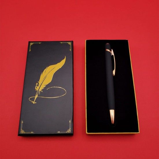 Siyah Kutulu Siyah Tükenmez Rubber Touchpen Kalem