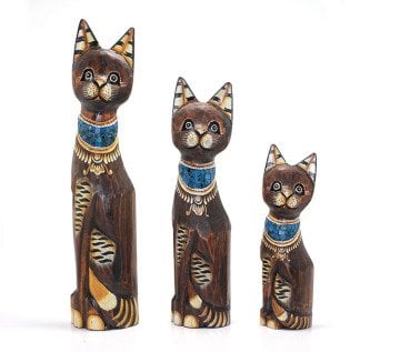 Dekoratif Ahşap Kedi Biblosu 50cm (3 Adet)
