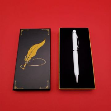 Kutulu Beyaz Tükenmez Touchpen Kalem