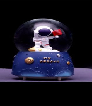 Işıklı Astronot Cam Kar Küresi Müzik Kutusu