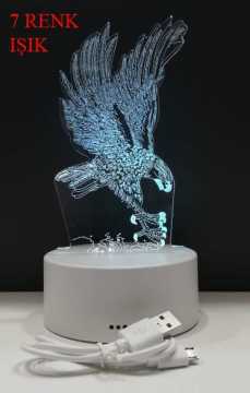 3D Kartal Tasarımlı 7 Renk Değiştiren Gece Lambası