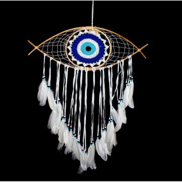 Göz Şeklinde Mavi Boncuklu Rüya Düş Kapanı Dream Catcher(77cm x 62cm)