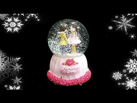 El Ele Tutan Aşıklar Kar Küresi Müzik Kutusu