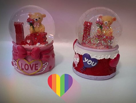 I Love You Temalı Ayıcık Dekoratif Cam Kar Küresi