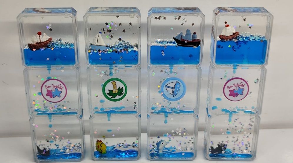 Dekoratif 3 Katlı Deniz Marin Tasarımlı Sulu Kum Saati