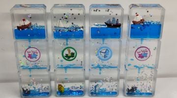 Dekoratif 3 Katlı Deniz Marin Tasarımlı Sulu Kum Saati