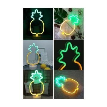Dekoratif Ananas Şeklinde Led Neon Işıklı Gece Lambası