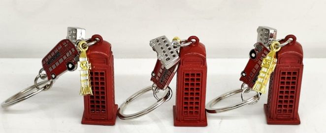 Telefon Kulubesi Tasarımlı Anahtarlık Çanta Süsü (12 Adet)