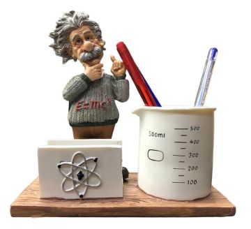 Polyester Einstein Tasarımlı Kalemlik Kartvizitlik Dekoratif Biblo