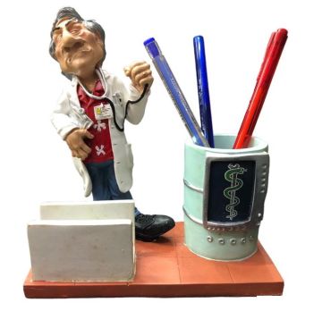 Polyester Erkek Doktor Tasarımlı Kalemlik Kartvizitlik Dekoratif Biblo