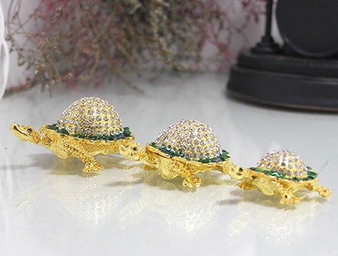 Dekoratif Swarovski 3’lü Kaplumbağa Kırmızı