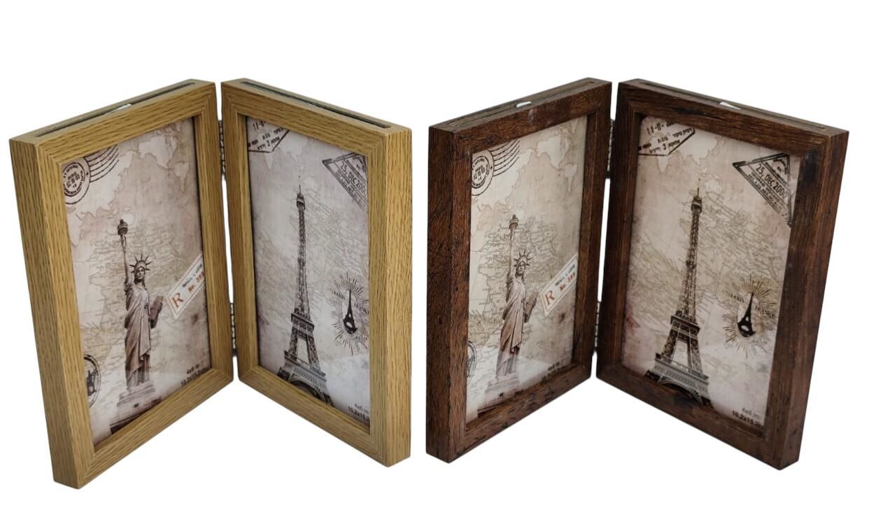4 Fotoğraflı Ahşap 2'Li Fotoğraf Çerçevesi (10.2 x 15.2 cm)
