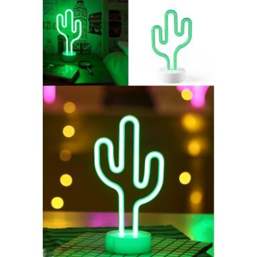 Kaktüs Tasarımlı Neon Işıklı Dekoratif Gece Lambası
