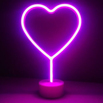 Kalp Tasarımlı Neon Işıklı Dekoratif Masaüstü Gece Lambası