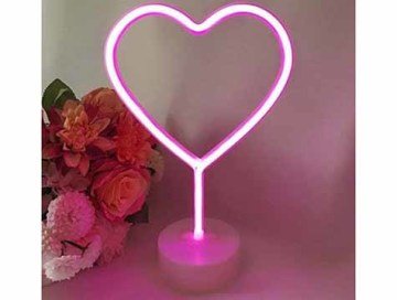 Kalp Tasarımlı Neon Işıklı Dekoratif Masaüstü Gece Lambası
