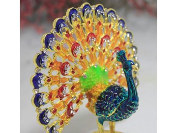 Dekoratif Swarovski Tavuzkuşu Mavi