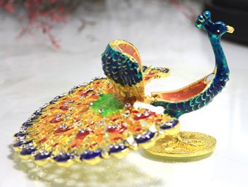 Dekoratif Swarovski Tavuzkuşu Mavi