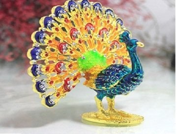 Dekoratif Swarovski Tavuzkuşu Mavi