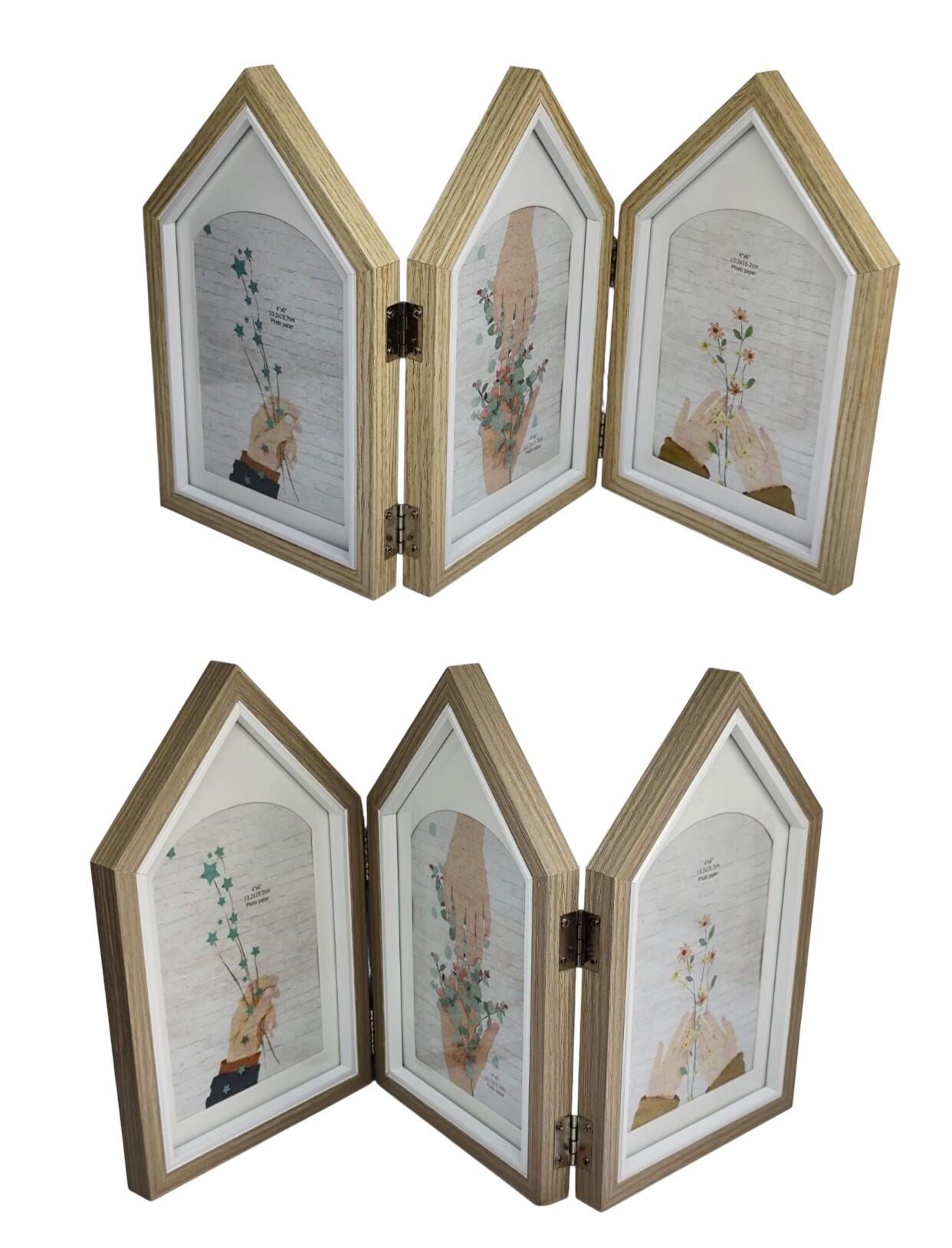 Dekoratif 3'Lü Ahşap Fotoğraf Çerçevesi (4''x 6'')