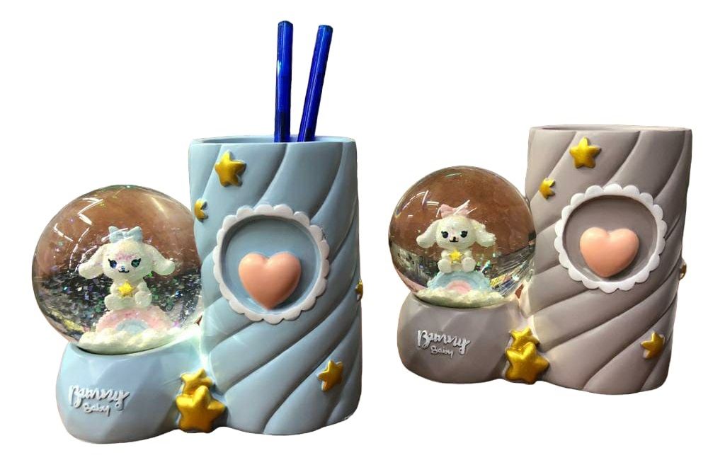 Polyester Işıklı Tavşan Temalı Kar Küresi Kalemlik