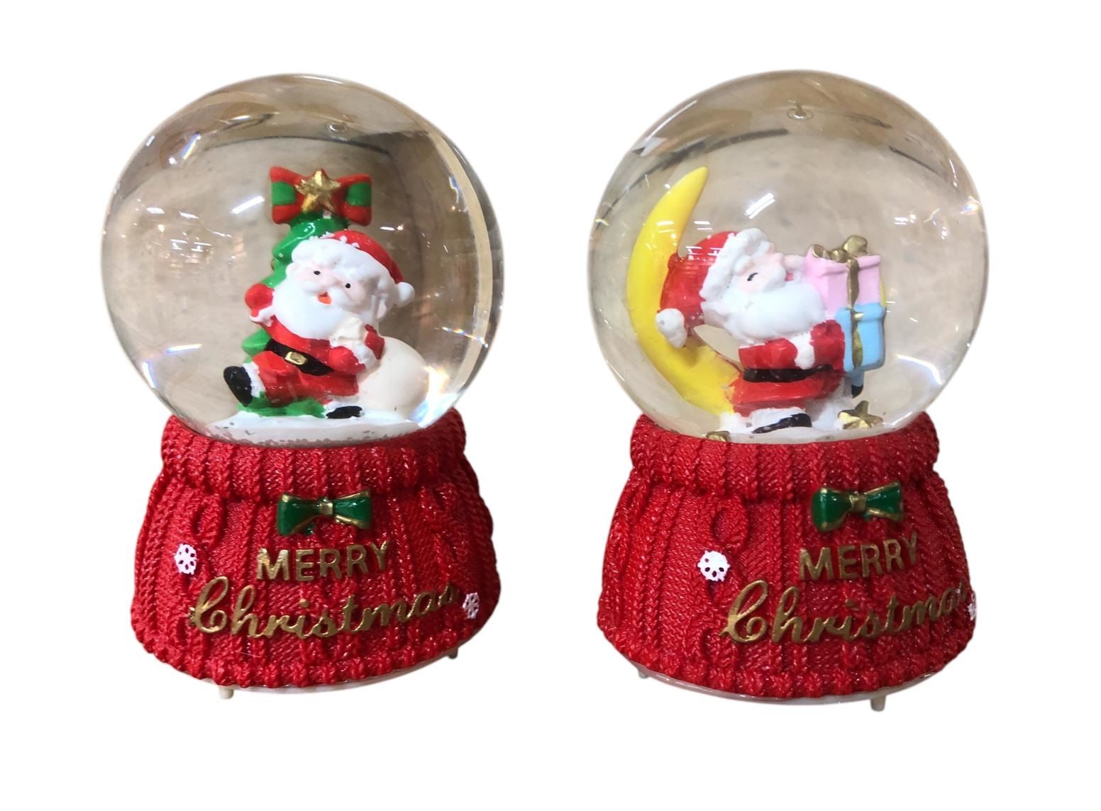 Yılbaşı Hediye Temalı Noel Baba Işıklı Müzikli Cam Kar Küresi