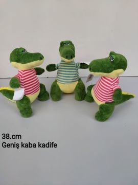 Sevimli Çizgili Kıyafetli Timsah Karakterli Kadife Oyuncak
