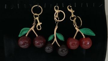 Kiraz Cherry Tasarımlı Anahtarlık Çanta Süsü (12 Adet)