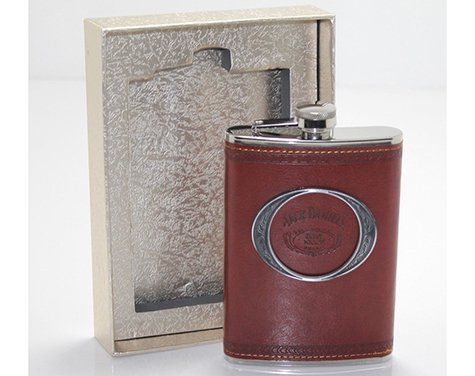 9 Oz Çelik Deri Cep İçki Kanyak Matarası