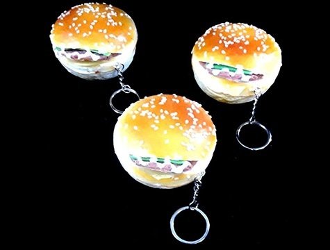 Squishy Hamburger Yumuşak  Sıkılabilir Stres Anahtarlık