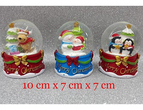 Dekoratif Merry Christmas Yazılı Orta Boy Cam Kar Küresi