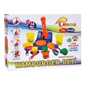 16 Parça Eğitici Tatlı Hamburger Ustası Oyun Hamuru Seti
