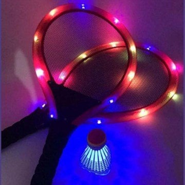 Işıklı Hafif Taşınabilir Fileli Raket ve Topu Badminton Seti