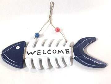 Ahşap Balık Marin Welcome Yazılı Kapı Süsü