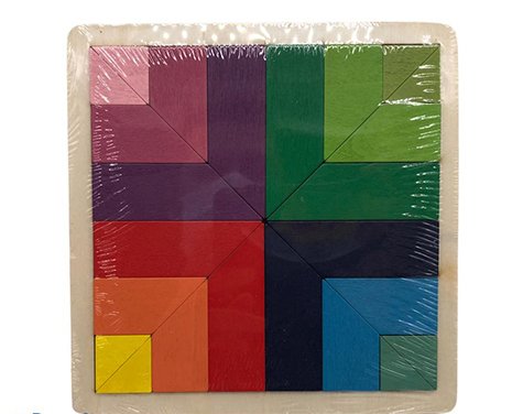 Renkli Ahşap Tangram Bloklar Puzzle (24 Parça)