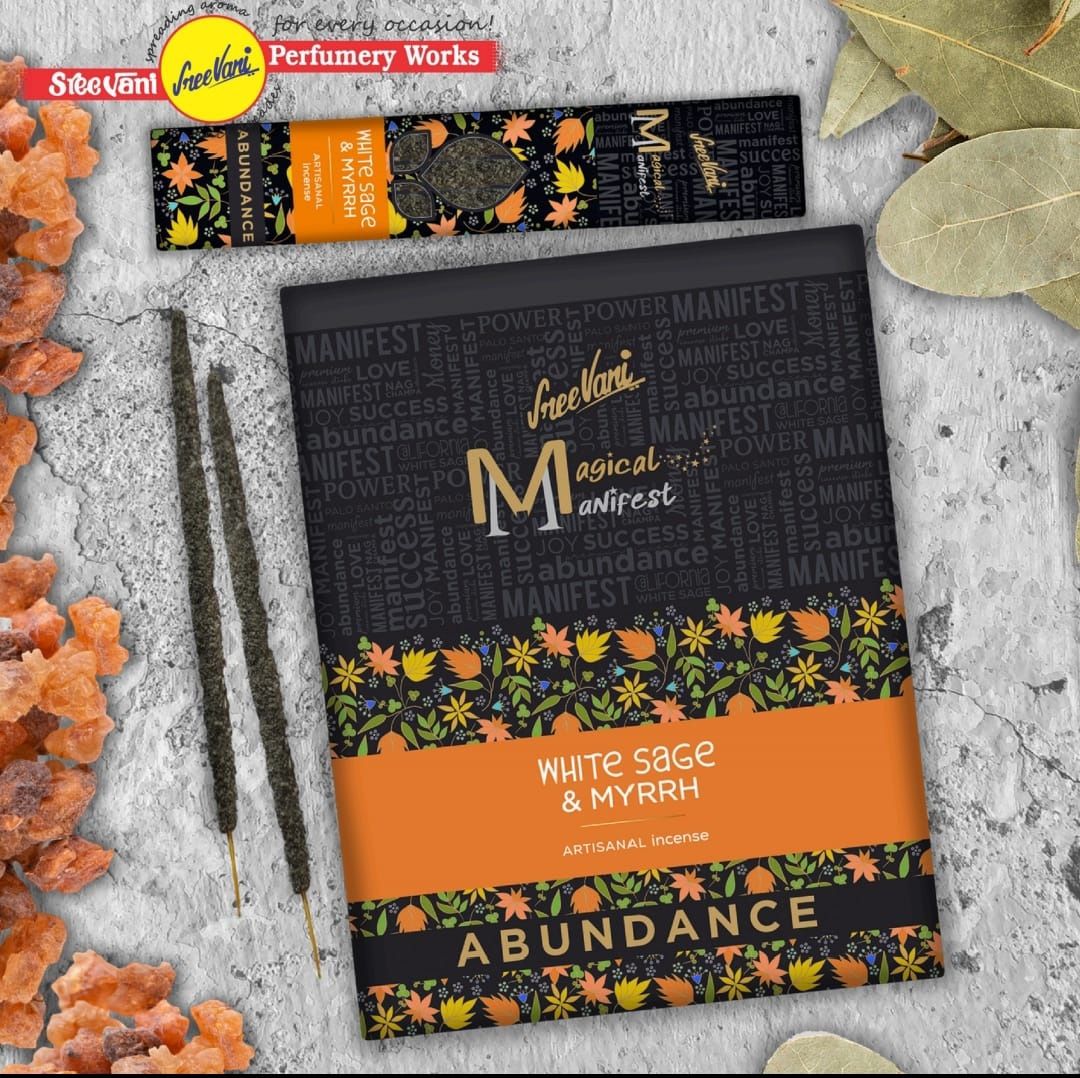 Sree Vani Manifest White Sage & Myrrh Organik Çubuk Tütsü (72 Adet)