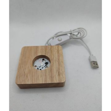 Dekoratif Ahşap Kare Altlıklı Dünya Temalı Işıklı Cam Küre (8 cm)