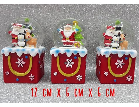 Baca Üstünde Noel Baba Tasarım Orta Boy Cam Kar Küresi