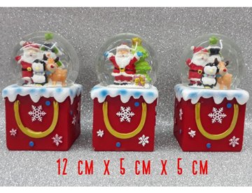 Baca Üstünde Noel Baba Tasarım Orta Boy Cam Kar Küresi
