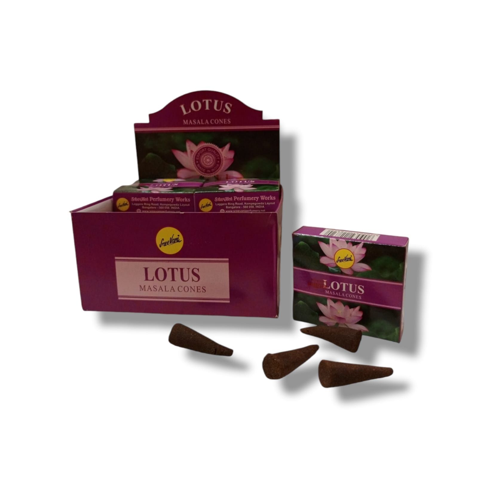 Sree Vani Lotus Çiçeği Kokulu Konik Tütsü Masala Cones (120 Adet)