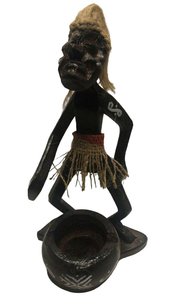 Ayakta Primitif Aborjin Ahşap Kül Tablası (20 cm)