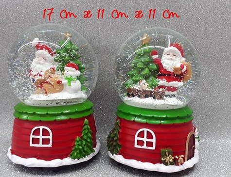 Yılbaşı Noel Baba Temalı Kurmalı Müzikli Cam Kar Küresi
