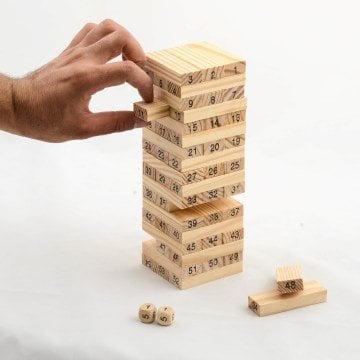 Ahşap Numaralı Blok Denge ve Beceri Oyunu (54 Parça)