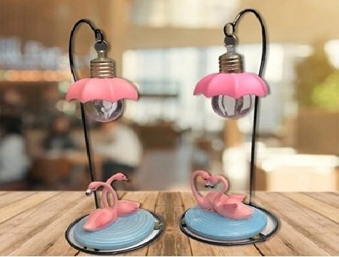 Polyester Işıklı Flamingo Biblo Masa Lambası