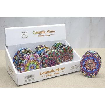 Taşlı Motifli Tasarımlı Oval Bayan İnce Makyaj Aynası