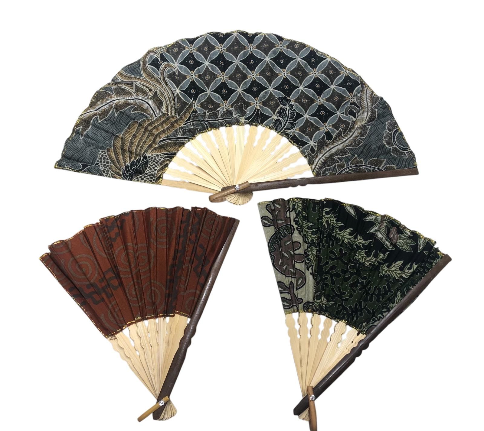 Bambu Renkli Dekorlu Yelpaze Tek Taraflı (10 adet) (50 cm)
