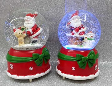 Püskürtme Işıklı Noel Baba Tasarımlı Müzikli Cam Kar Küresi