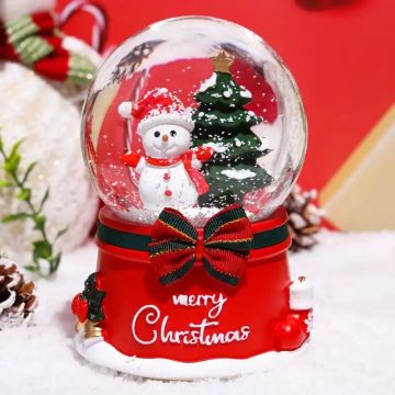 Işıklı Noel Baba Kardan Adam Müzikli Cam Kar Küresi